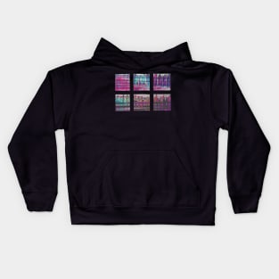 Liminal Space in Pink, Light Blue and Purple through 6 windows Kids Hoodie